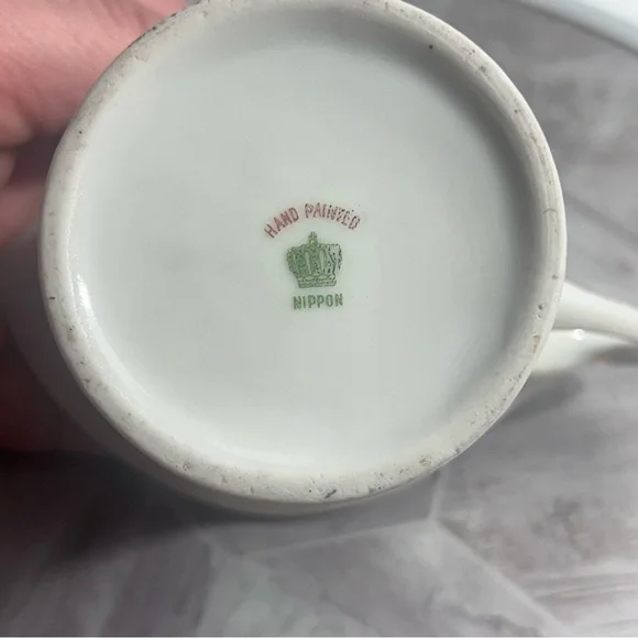 Antique Nippon Hand Painted Floral Creamer with Gold Trim – Crown Mark Japan - Picture 5 of 9